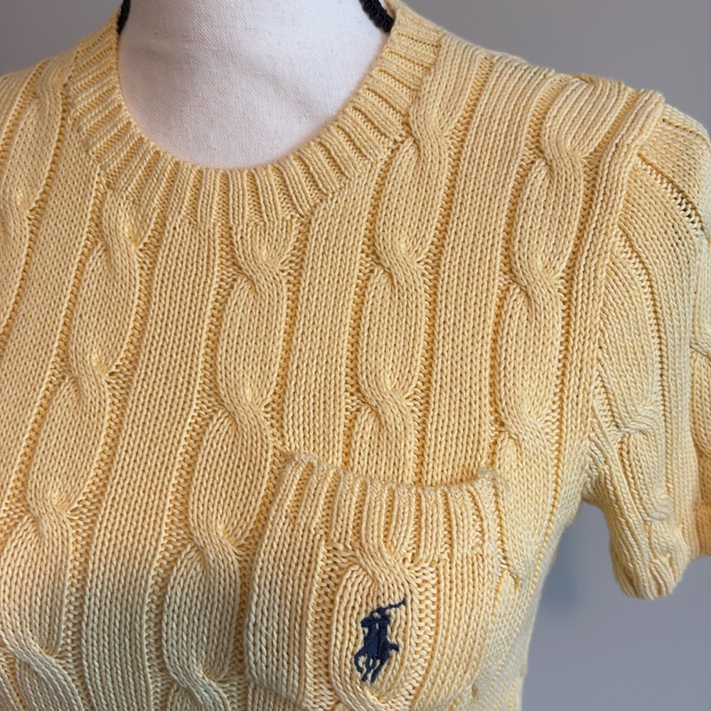 Ralph Lauren Yellow Cable Knit Short Sleeve Tee - Picture 6 of 9
